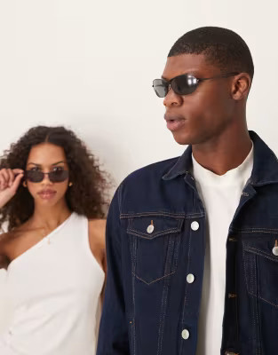 Jeepers Peepers metal wraparound sunglasses in black | ASOS (Global)