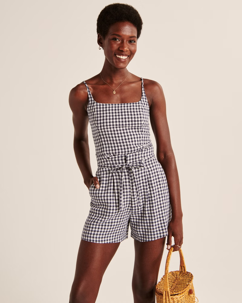 Belted Linen-Blend Shorts | Abercrombie & Fitch (US)