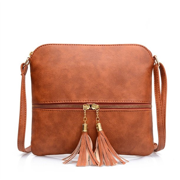 Women Tassel Zipper Pocket Crossbody Bag Shoulder Purse Fashion Travel Bag with Multi Pockets | Walmart (US)