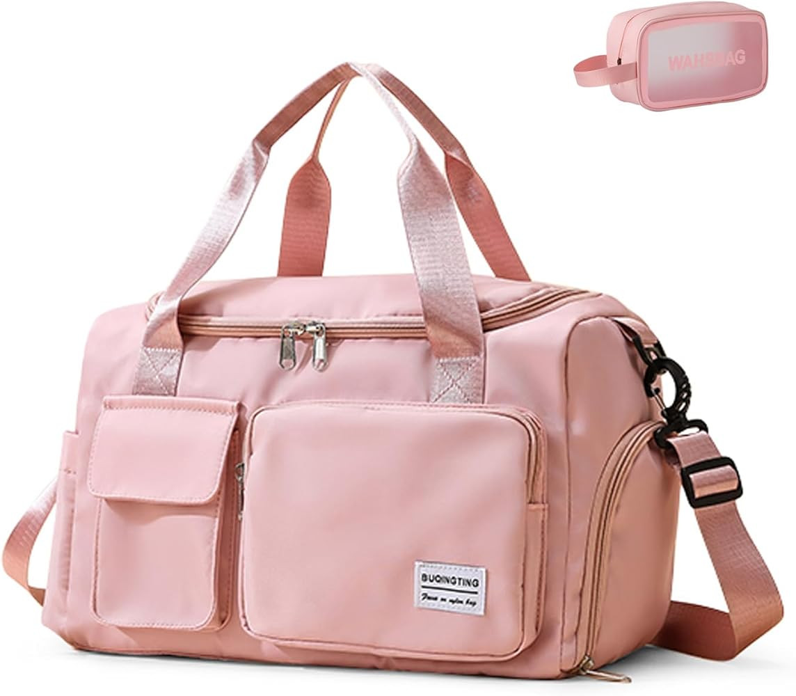Small Gym Bag for Women, Travel Duffle Bag Carry On Weekender Bag with Shoe Compartment | Amazon (US)