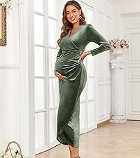 Velvet Maternity Cocktail Dress Long Sleeves Fall Winter Baby Shower Wedding Guest Holiday Pregna... | Amazon (US)