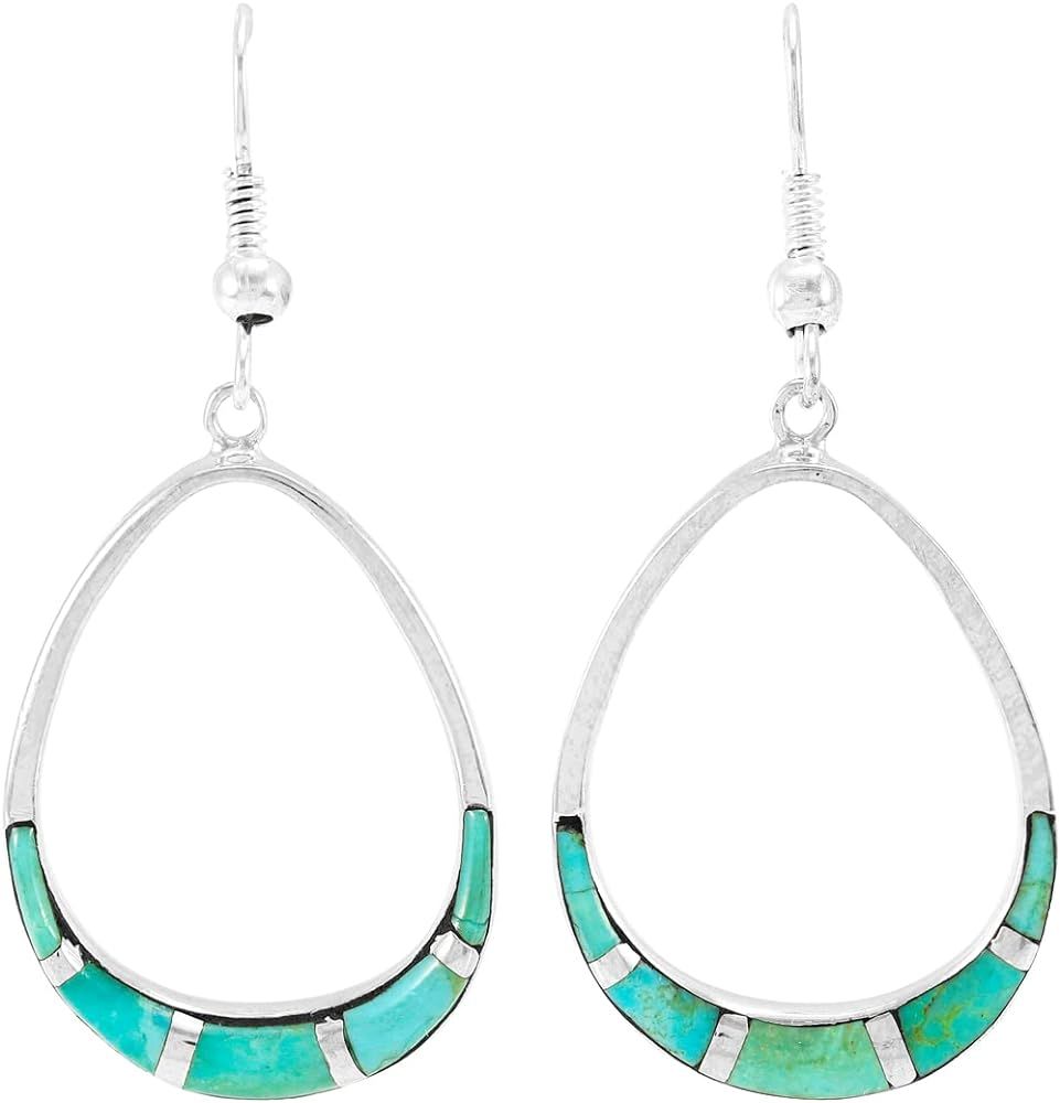 Turquoise Earrings 925 Sterling Silver & Genuine Turquoise (Select style) (Dangle Loops) | Amazon (US)
