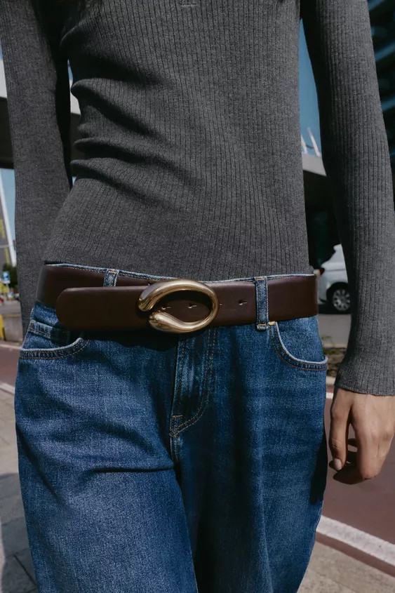 LEATHER BELT WITH OVAL BUCKLE | Zara UK