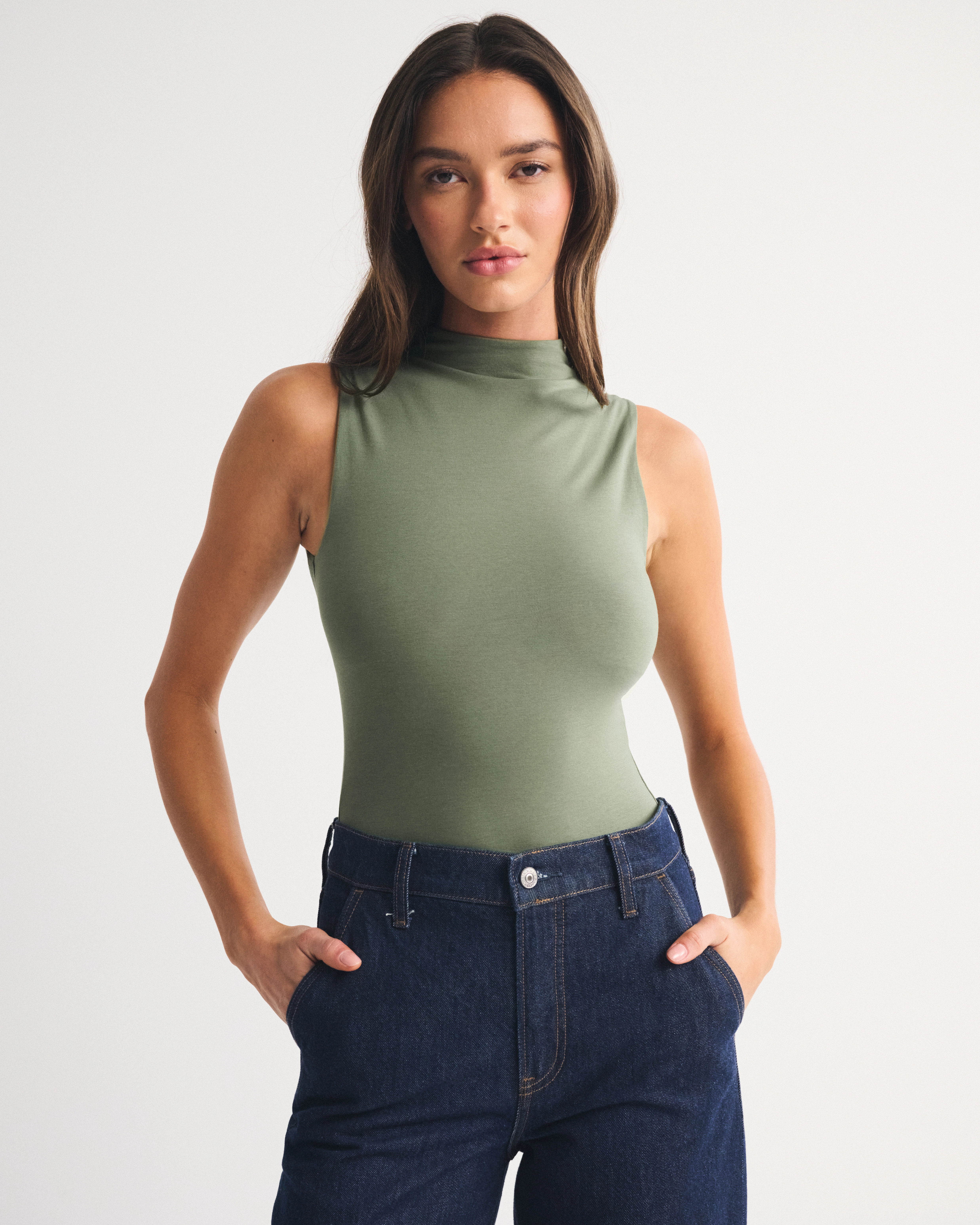 Bra-Free Mockneck Bodysuit | Abercrombie & Fitch (US)