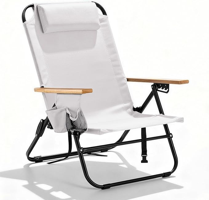 Premium Portable Camping Chair 5-Position Recliner Beach Folding Lightweight Outdoor Chair with W... | Amazon (US)