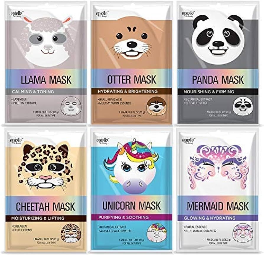 Epielle Character Sheet Masks | Korean Animal Spa Mask | -For All Skin Types | Spa gifts for wome... | Amazon (US)