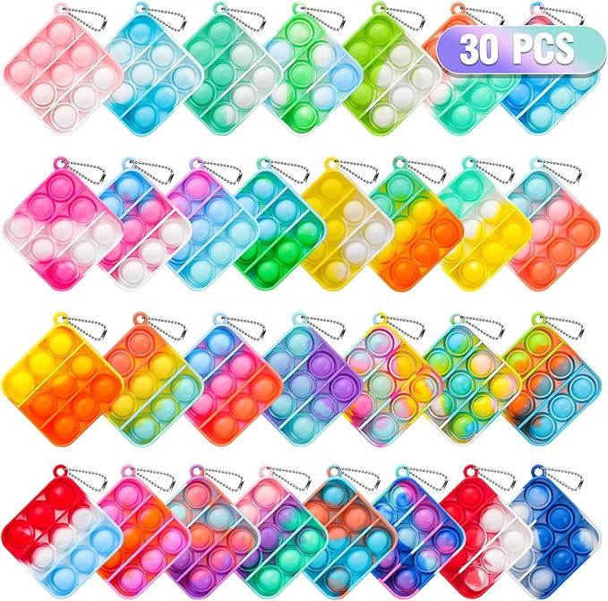 Pop Fidget Toys Bulk Its Party Favors for Kids 4-8 8-12 30 Pack Mini Pop Keychain It Fidget Toy F... | Amazon (US)