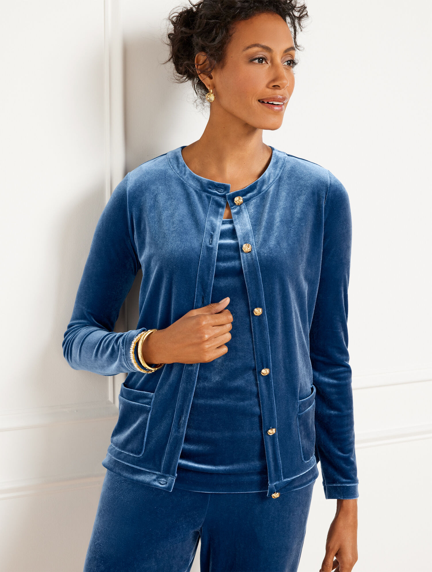 Stretch Velvet Cardigan | Talbots