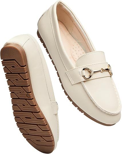 Women's Wide Casual Comfort Loafers Slip on Flat Shoes Women's Penny Loafers with Arch Support Wo... | Amazon (US)