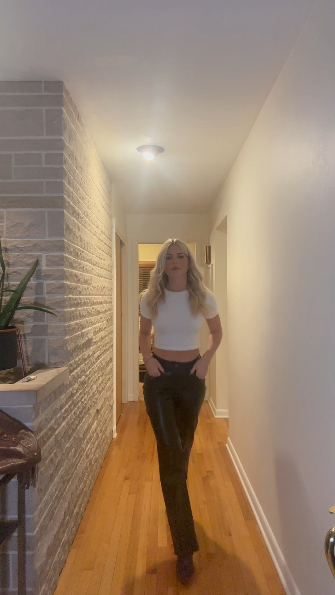 Leather pants and a tee! Saturday night out! 