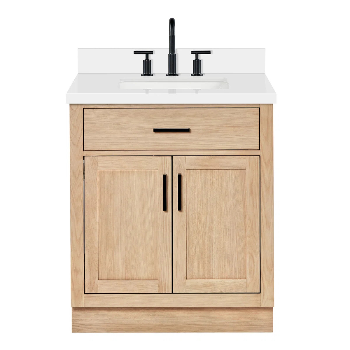 Tidworth 30'' Solid Wood Single Bathroom Vanity with 1.5'' White Quartz Top, Rectangular Sink | Wayfair North America