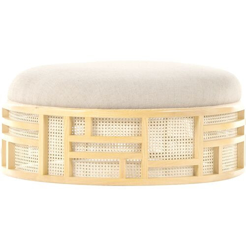 Autumn Round Cane Cocktail Ottoman | One Kings Lane