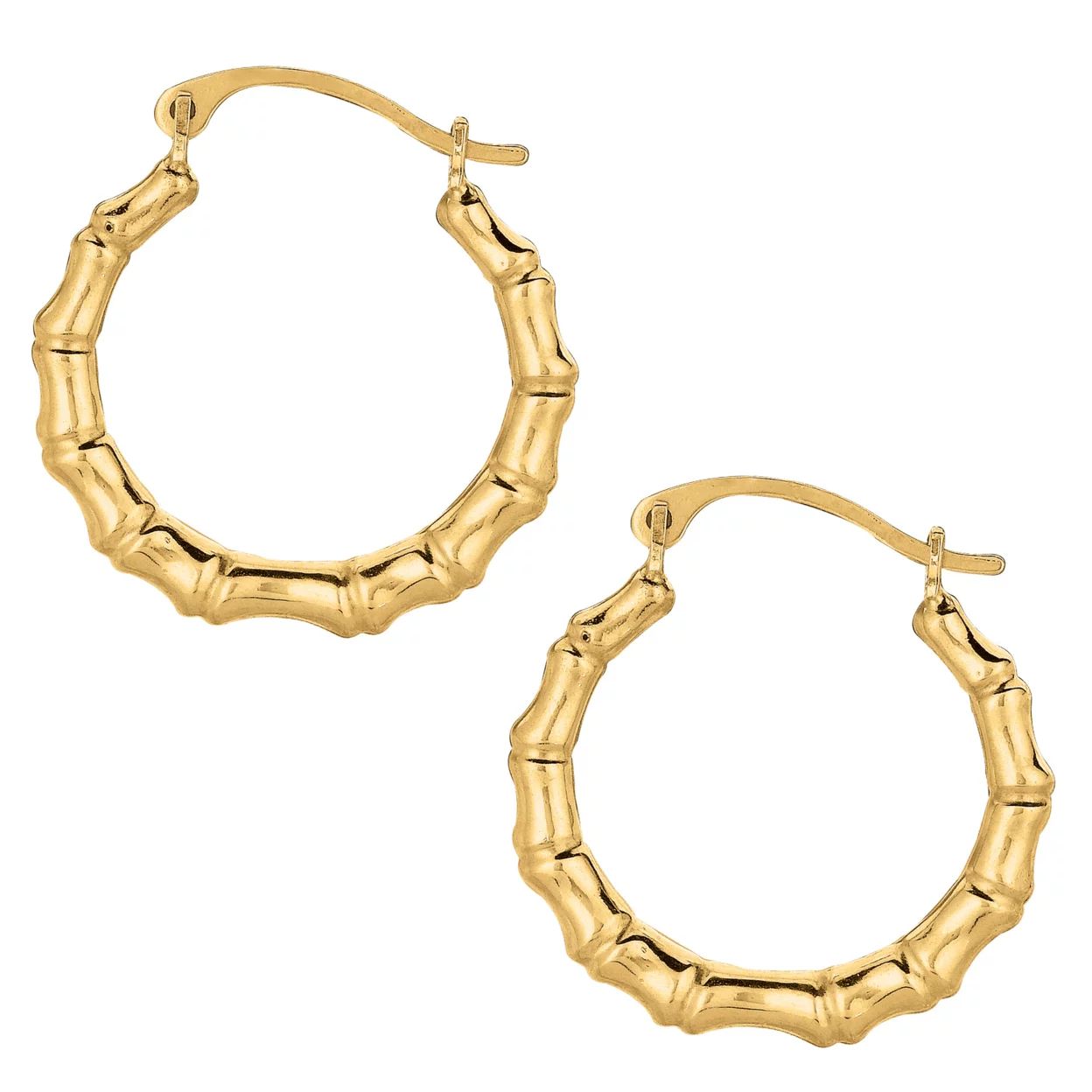 10k Real Yellow Gold Bamboo Hoop Earrings | Walmart (US)