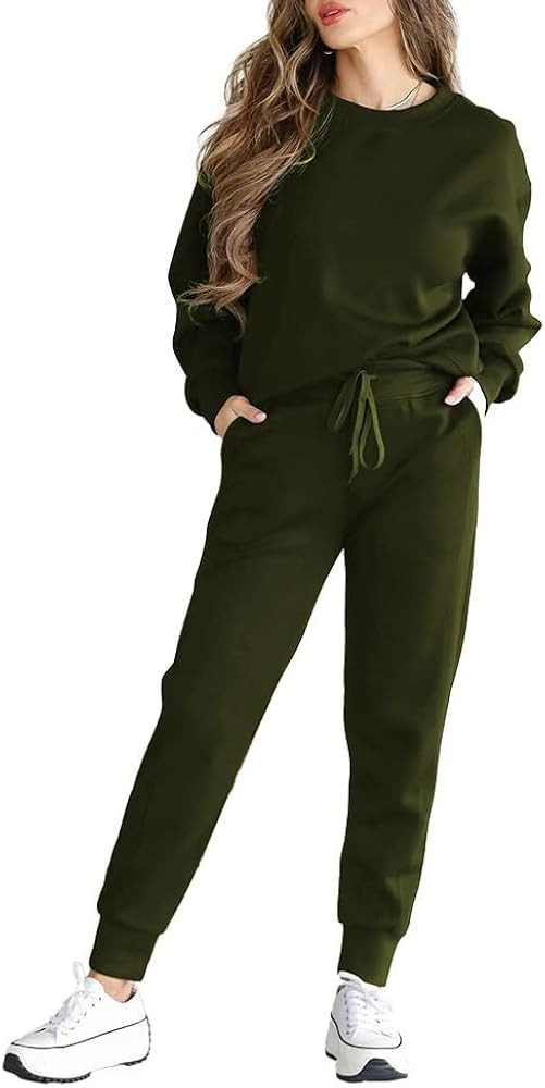 HBQ Sweatsuits For Women Sets 2 Piece Outfits Crewneck Sweatshirts Pullover Tops And Jogger Pants... | Amazon (US)
