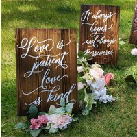Wedding Aisle Signs Corinthians 134-8 -Wedding Decor-Wedding Bible Scripture Signs-Love Is Patient Love Kind Rustic | Etsy (US)