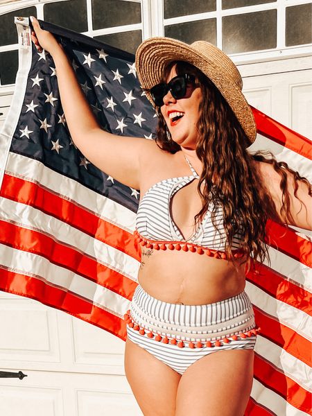 USA | July 4th | 4th of July | America | Red, White, and Blue | Bikini | High-Waisted Swimsuit | Mid-Sized Fashion | Pom Poms | Summer Fun

#LTKSeasonal #LTKswim #LTKcurves
