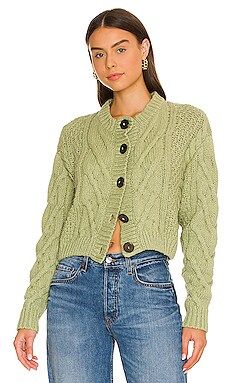 Free People Bonfire Cardigan in Emerald Moth from Revolve.com | Revolve Clothing (Global)