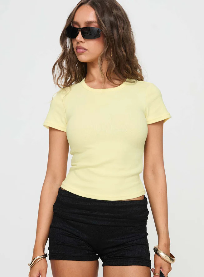 Baseline Scoop Rib Tee Yellow | Princess Polly US