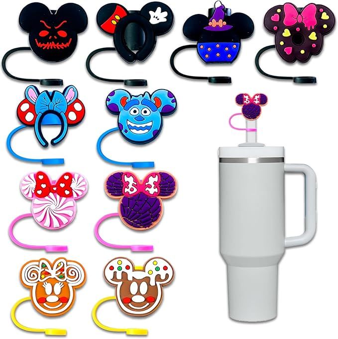 10Pcs Cartoon Straw Cover Cup for Tumbler Cup,10mm Cartoon Drinking Straw Topper, Reusable Protec... | Amazon (US)