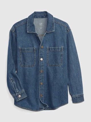 Kids Oversized Denim Shirt Jacket with Washwell | Gap (CA)