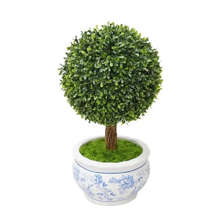My Texas House Boxwood Artificial 16" Topiary in Floral Pot | Walmart (US)