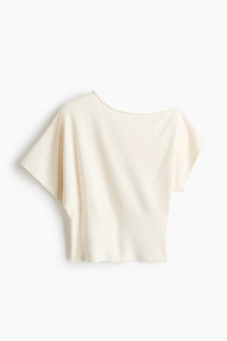 H & M - Fine-Knit One-Shoulder Top - Cream | H&M (US + CA)