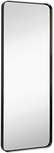 Hamilton Hills Contemporary Brushed Metal Tall Black Wall Mirror | Glass Panel Black Framed Recta... | Amazon (US)