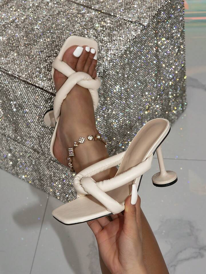 Women High-Heel Apricot-Colored Anomalous Mule Sandals, New For Summer | SHEIN