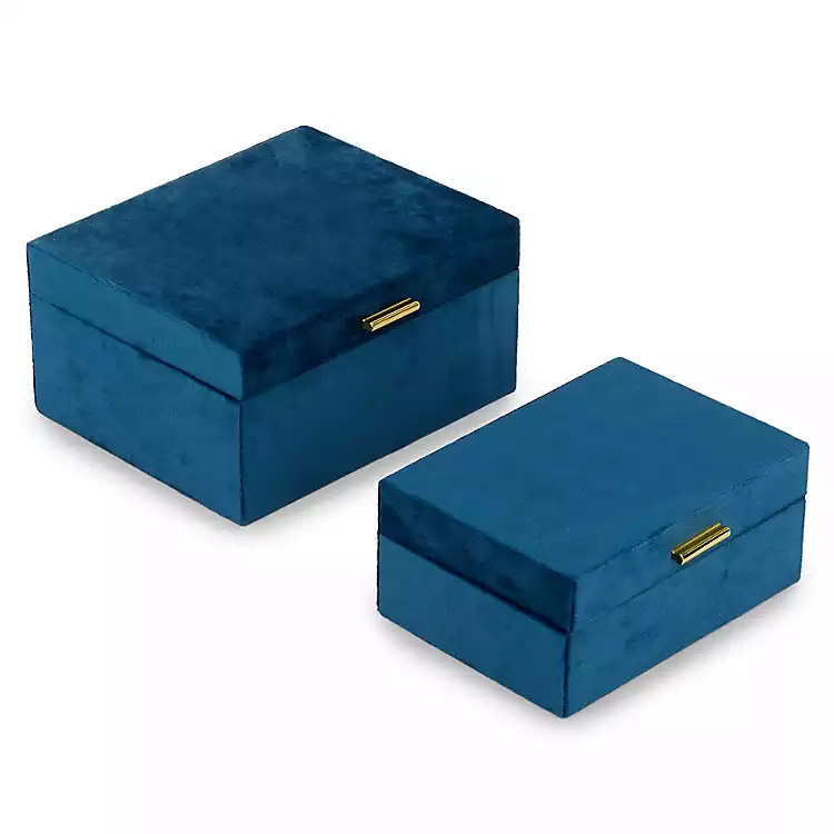 New! Blue Velvet Decorative Boxes, Set of 2 | Kirklands