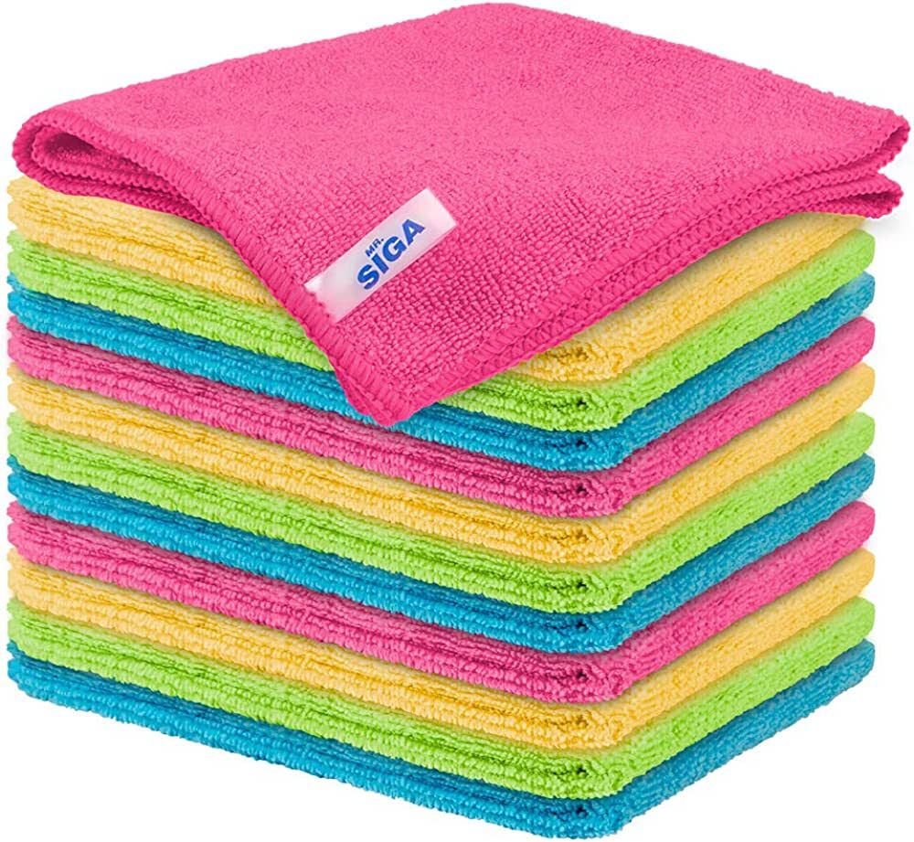 MR.SIGA Microfiber Cleaning Cloth,Pack of 12,Size:12.6" x 12.6" | Amazon (US)