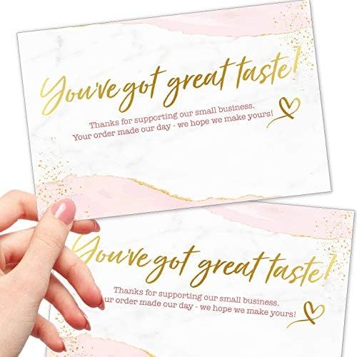 T Marie 50 Extra Large Thank You for Your Order Cards - 4x6" Gold Foil and Pink Thanks for Supportin | Amazon (US)