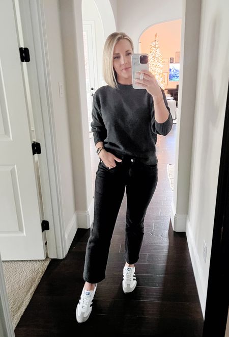 Charcoal gray sweater, black jeans, and Adidas Sambas

This is the perfect sweater.  It’s on sale and comes in a ton of other colors.



#LTKSeasonal #LTKsalealert #LTKover40