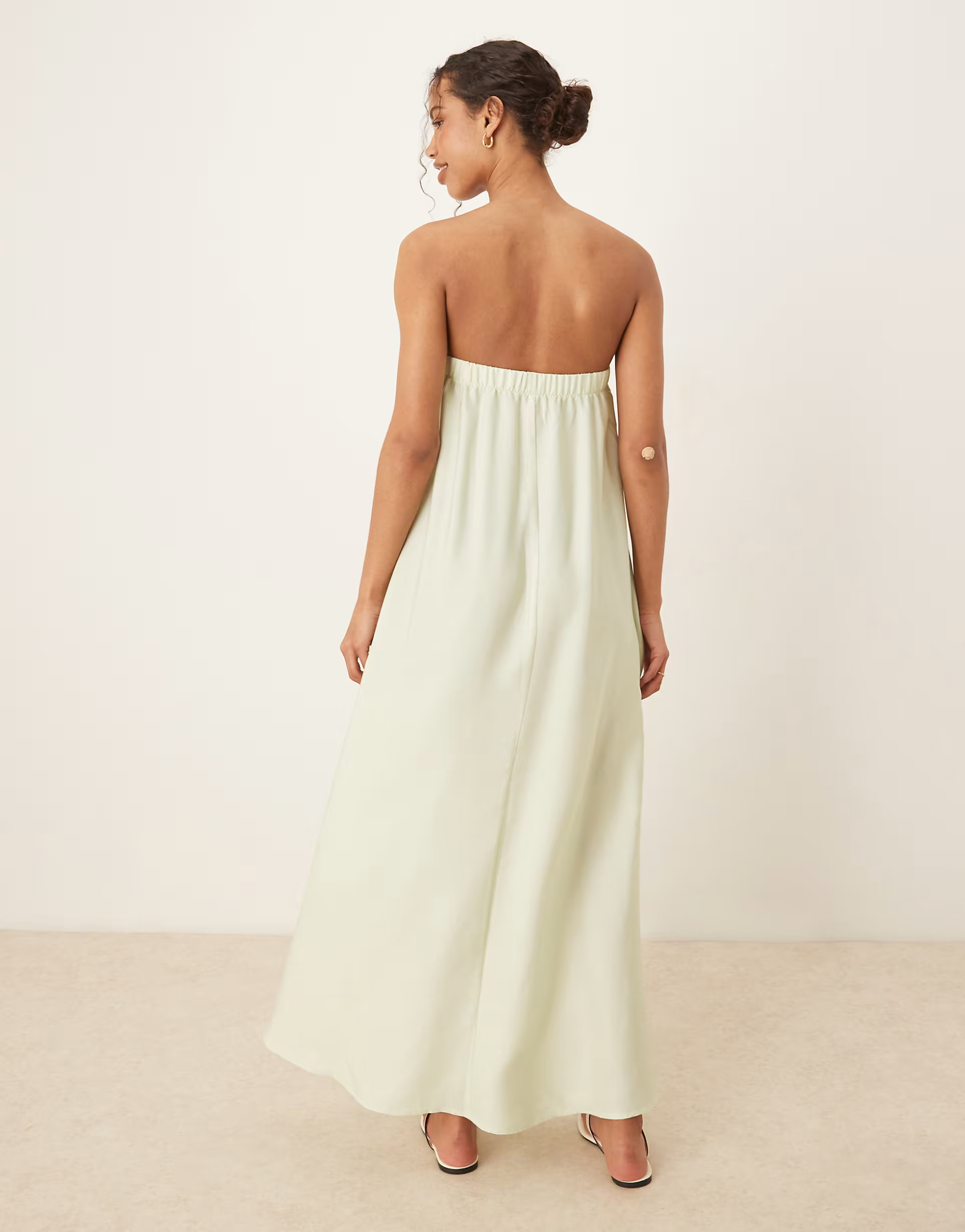 ASOS DESIGN cupro bandeau maxi dress in green and pink tropical floral print | ASOS | ASOS (Global)