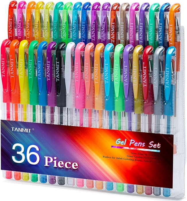 TANMIT 36 Colors Gel Pens Set for Adult Coloring Books, Colored Gel Marker with 40% More Ink, Gre... | Amazon (US)