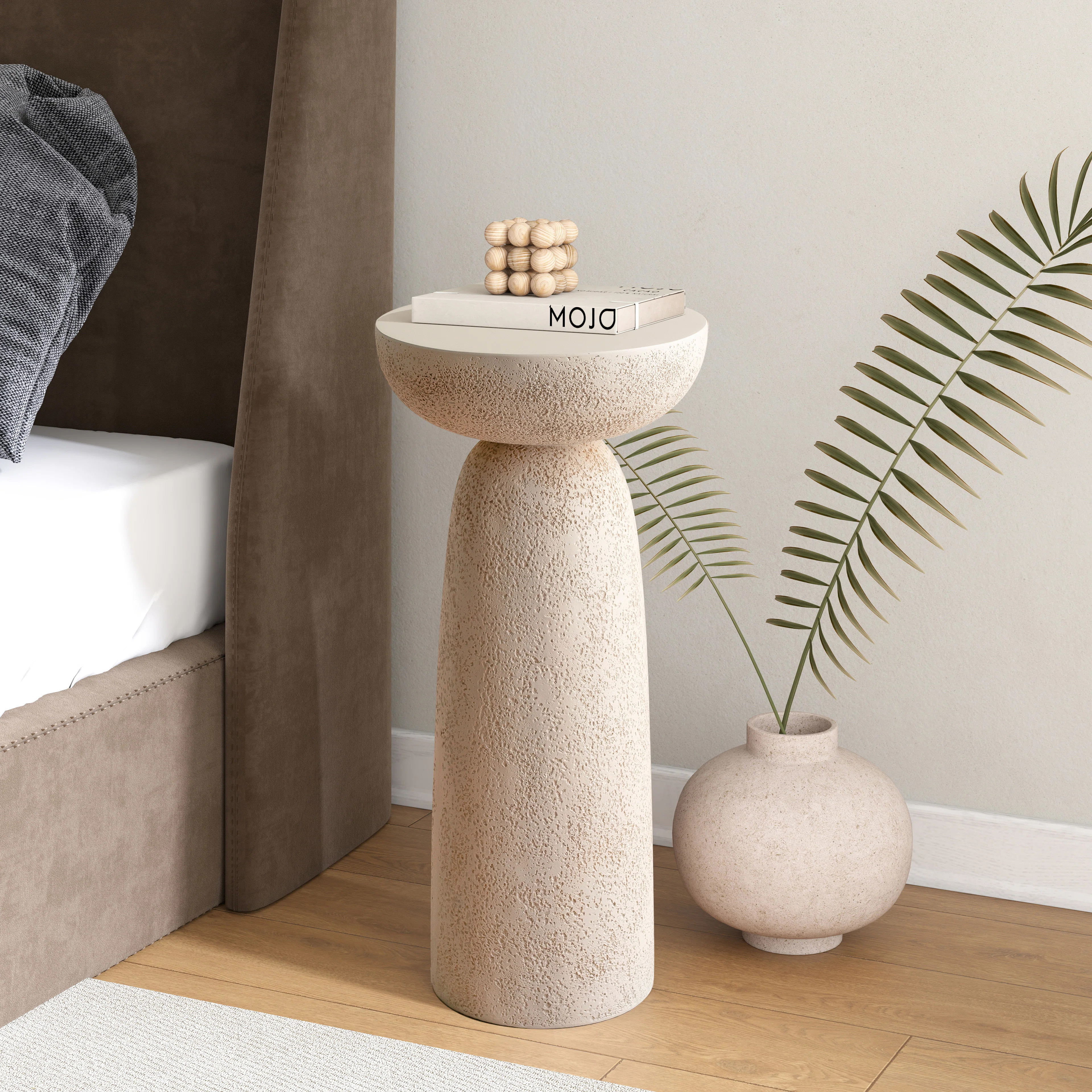 Sleek Cylinder Sandstone Side Table | Wayfair North America