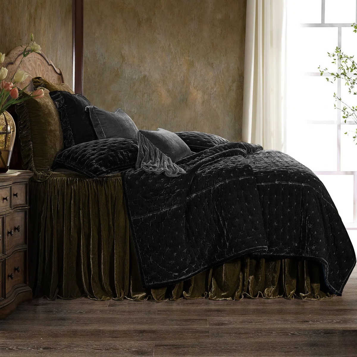 Stella Faux Silk Velvet Classic Chic Modern Rustic Romantic Western 1 Piece Quilt | Wayfair North America