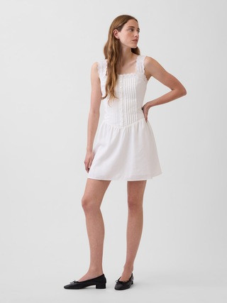 Pintuck Drop-Waist Mini Dress | Gap (US)