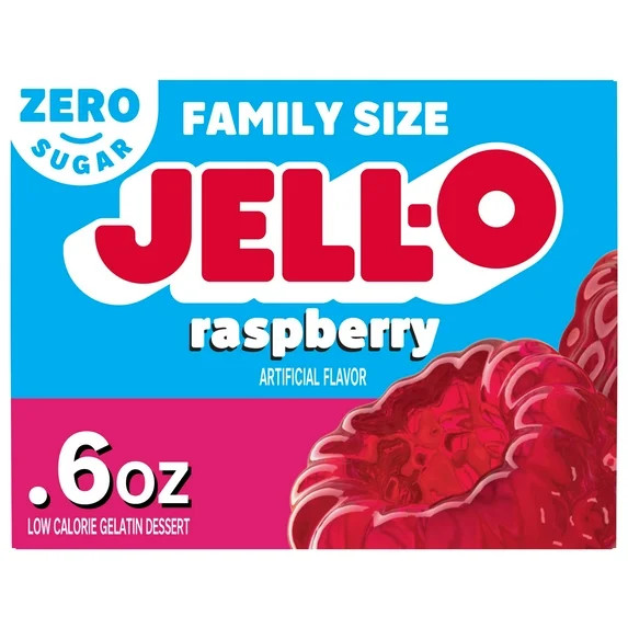 Jell-O Raspberry Zero Sugar Gelatin Dessert Mix, Family Size, 0.6 oz Box | Walmart (US)