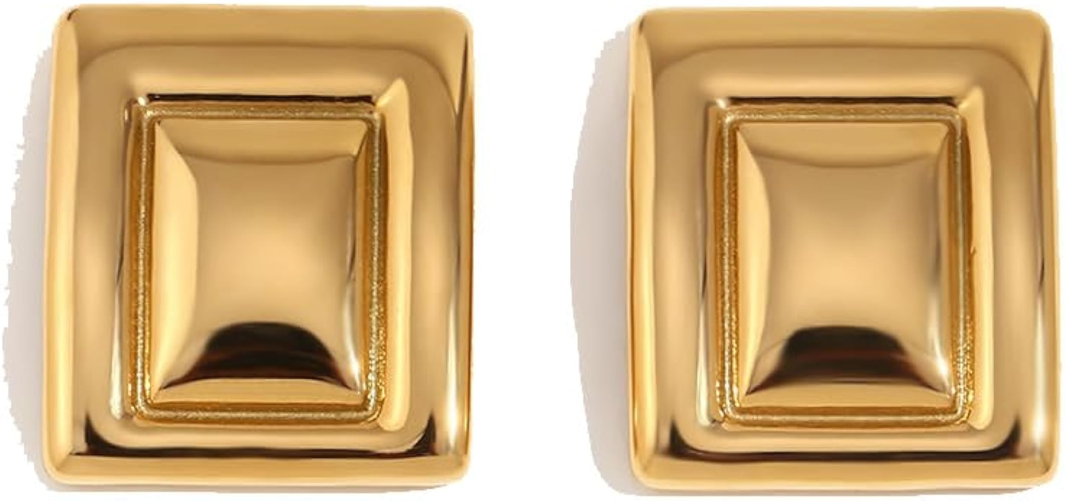 Kokoma Geometric Chunky Earrings for Women Large Square Boho Statement Stud Earrings Thick Dome E... | Amazon (US)