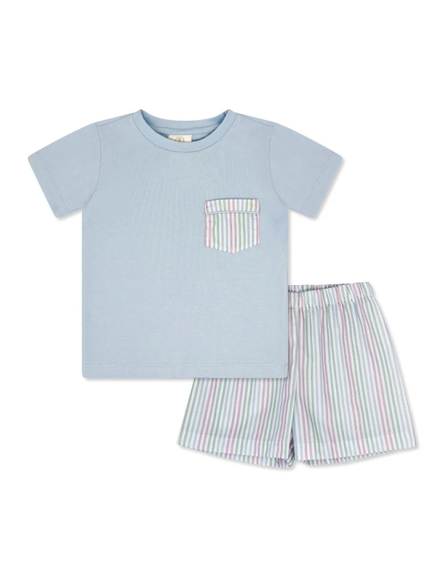 Charlie Short Set - Bluffton Blue, Preppy Pinstripe | Lullaby Set