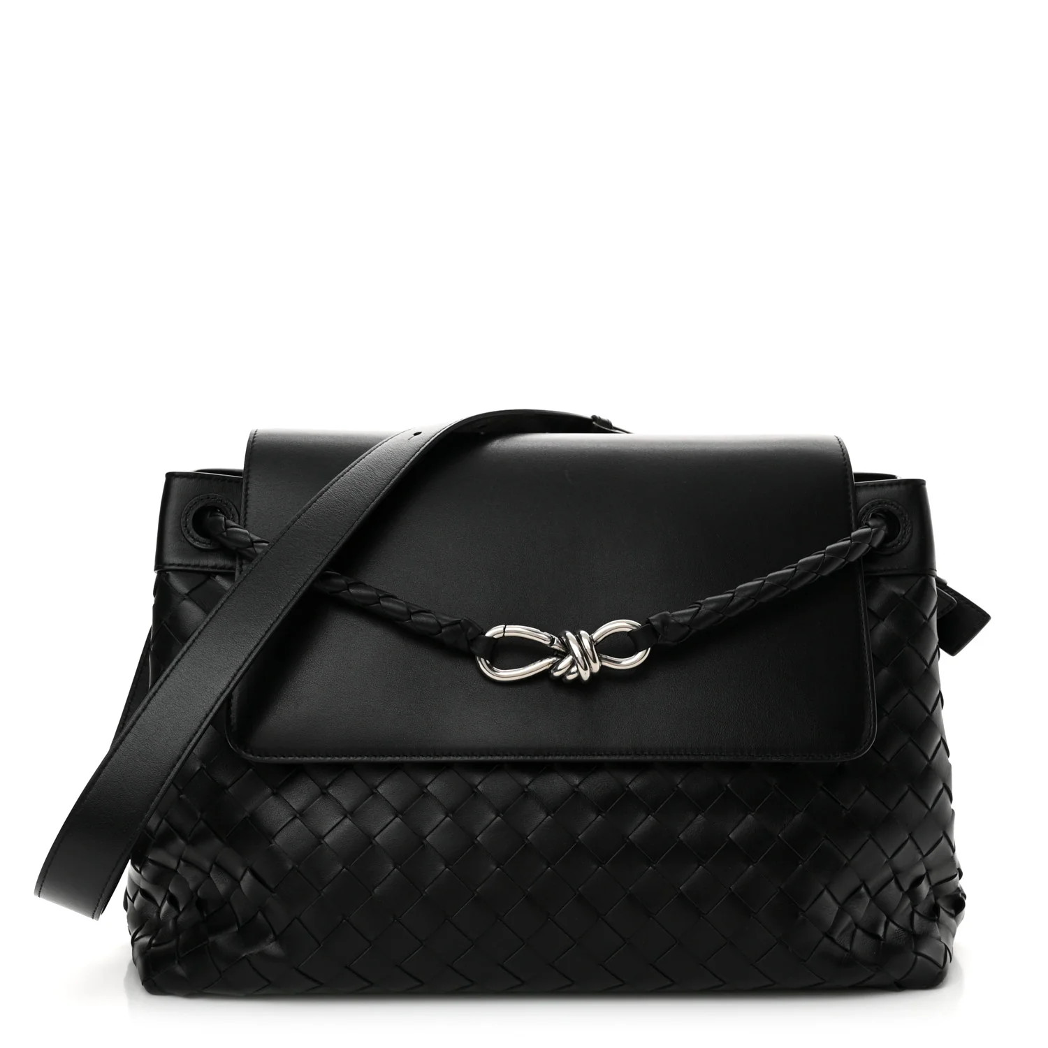 Calfskin Intrecciato Medium Andiamo Messenger Bag Black | FASHIONPHILE (US)