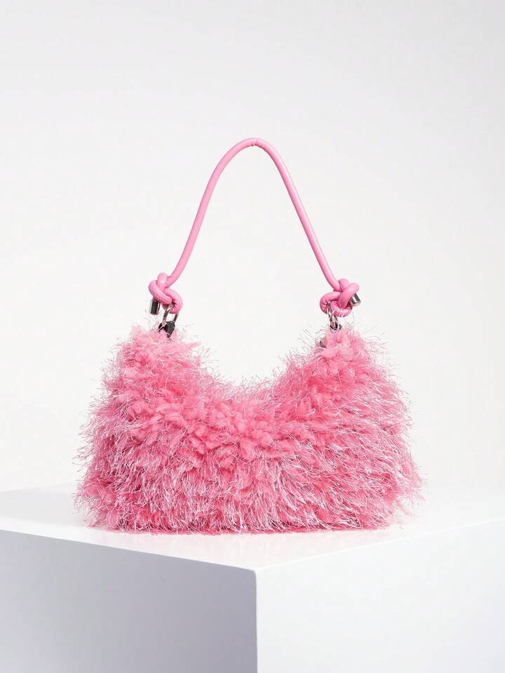 Solid Fluffy Soft Candy Color Satchel Bag, Autumn Y2K Style Women Shoulder Bags, Vacation Travel ... | SHEIN