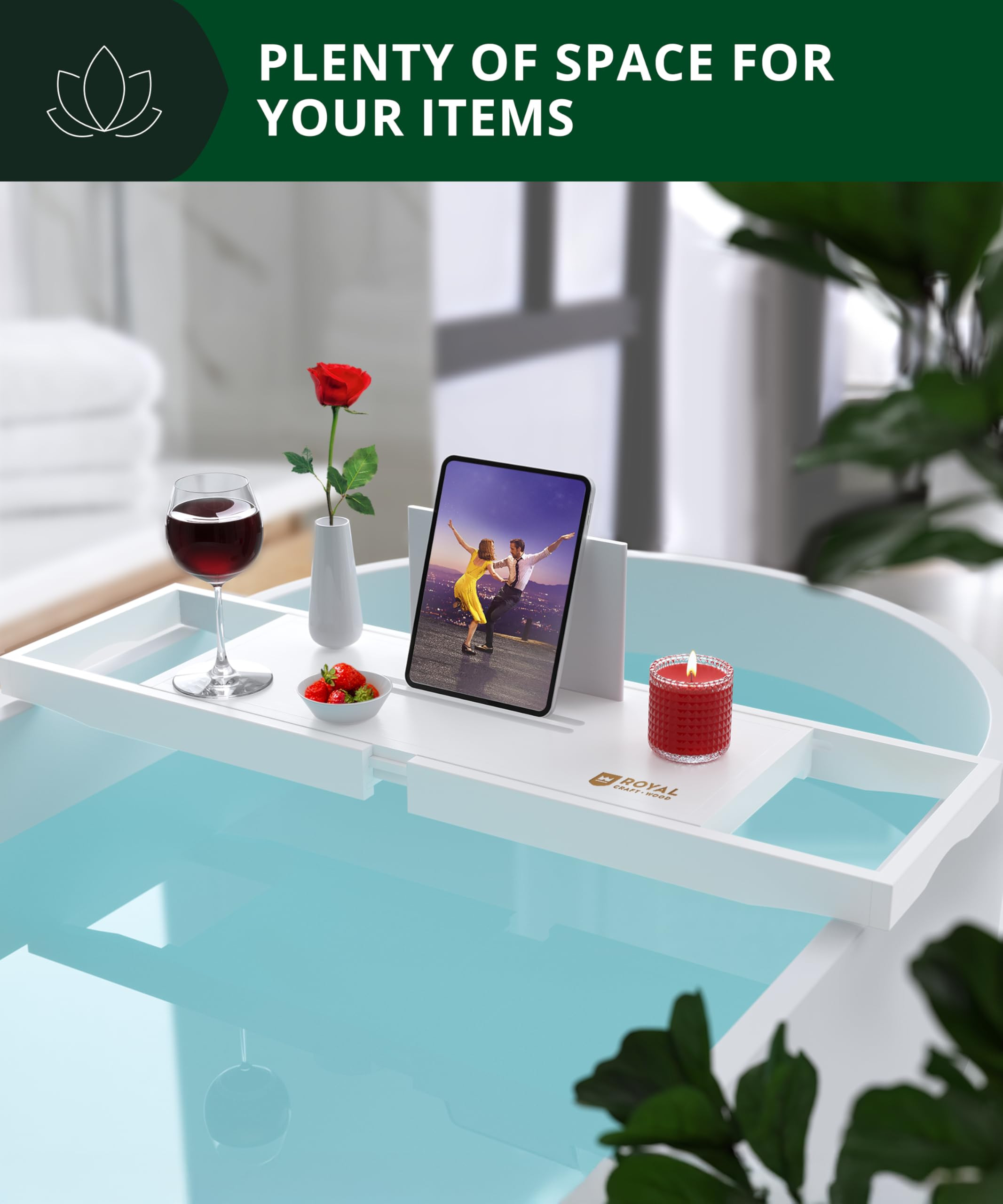 ROYAL CRAFT WOOD Premium Bathtub Tray - Expandable Bath Tray for Tub - Luxury Bathtub & Bathroom ... | Amazon (US)