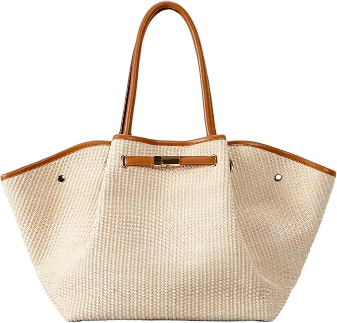 Straw Tote Bags for Women, Large Summer Straw Purses and Handbags Shoulder Woven Raffia Beach Bag... | Amazon (US)