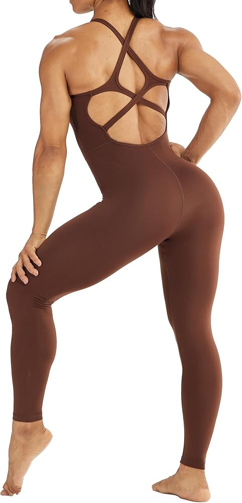 LOVESOFT Women's Sleevesless Bodysuit Dance Unitard, Backless Bodycon Rompers Jumpsuits for Worko... | Amazon (US)