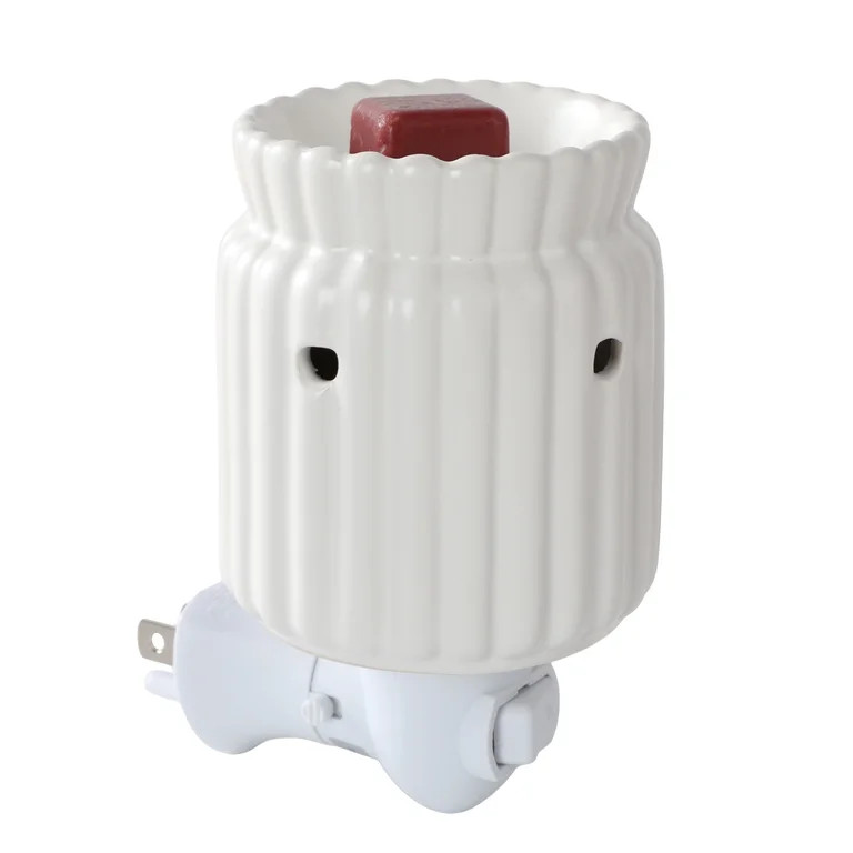 Mainstays Ribbed Ceramic Wax Melt Plug-in Warmer, Artic White | Walmart (US)
