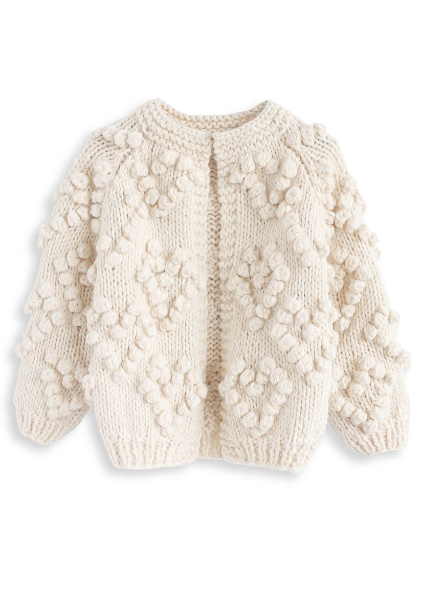 Knit Your Love Cardigan in Ivory For Kids | Chicwish