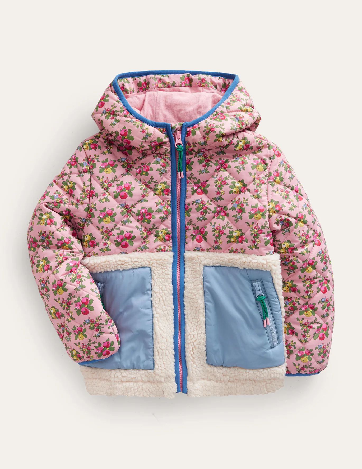 Borg Mix Jacket - Almond Pink Apple Orchard | Boden (US)