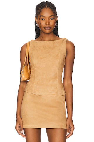 superdown Aviva Faux Suede Top in Camel from Revolve.com | Revolve Clothing (Global)
