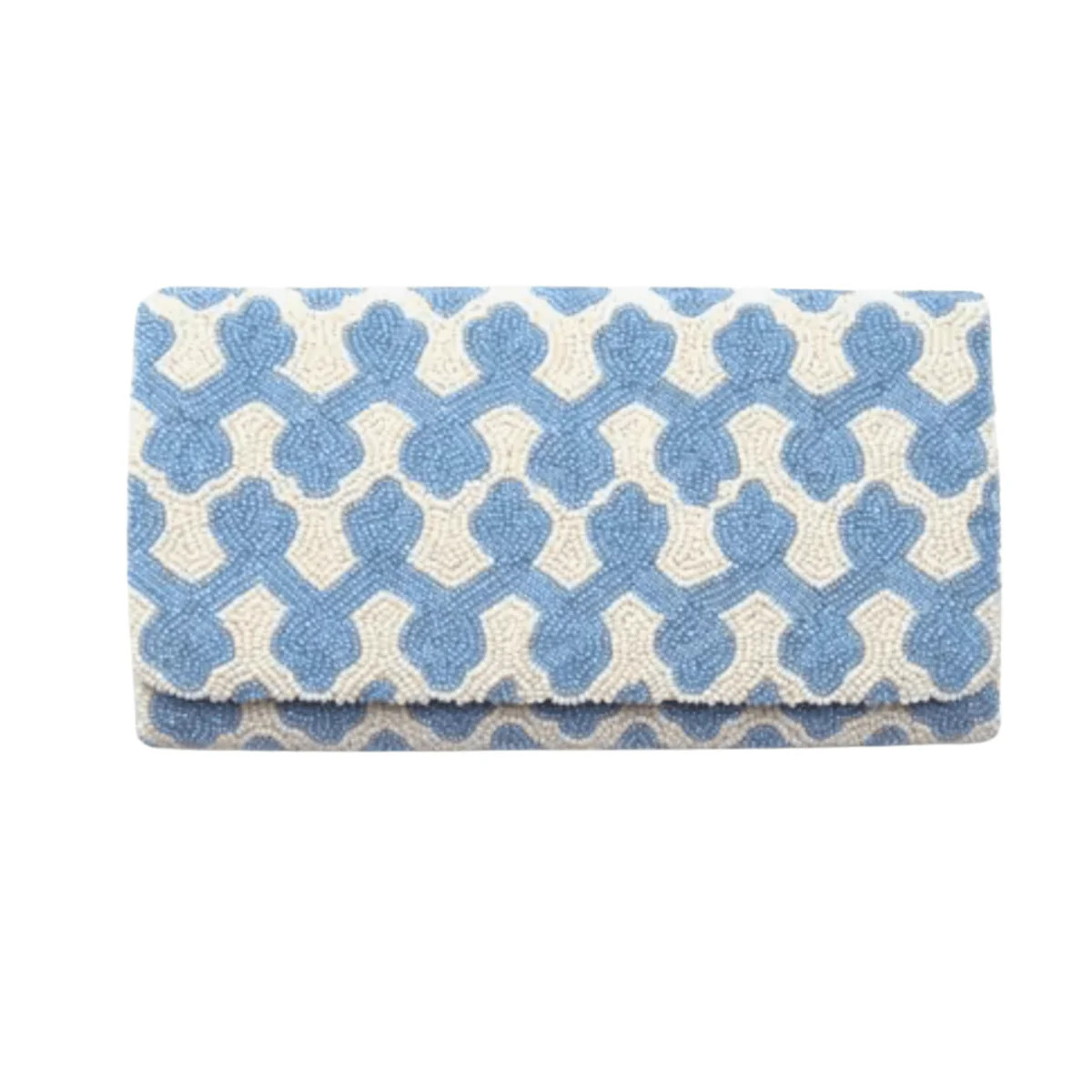 Blue & White Fully Beaded Clutch | The Well Appointed House, LLC